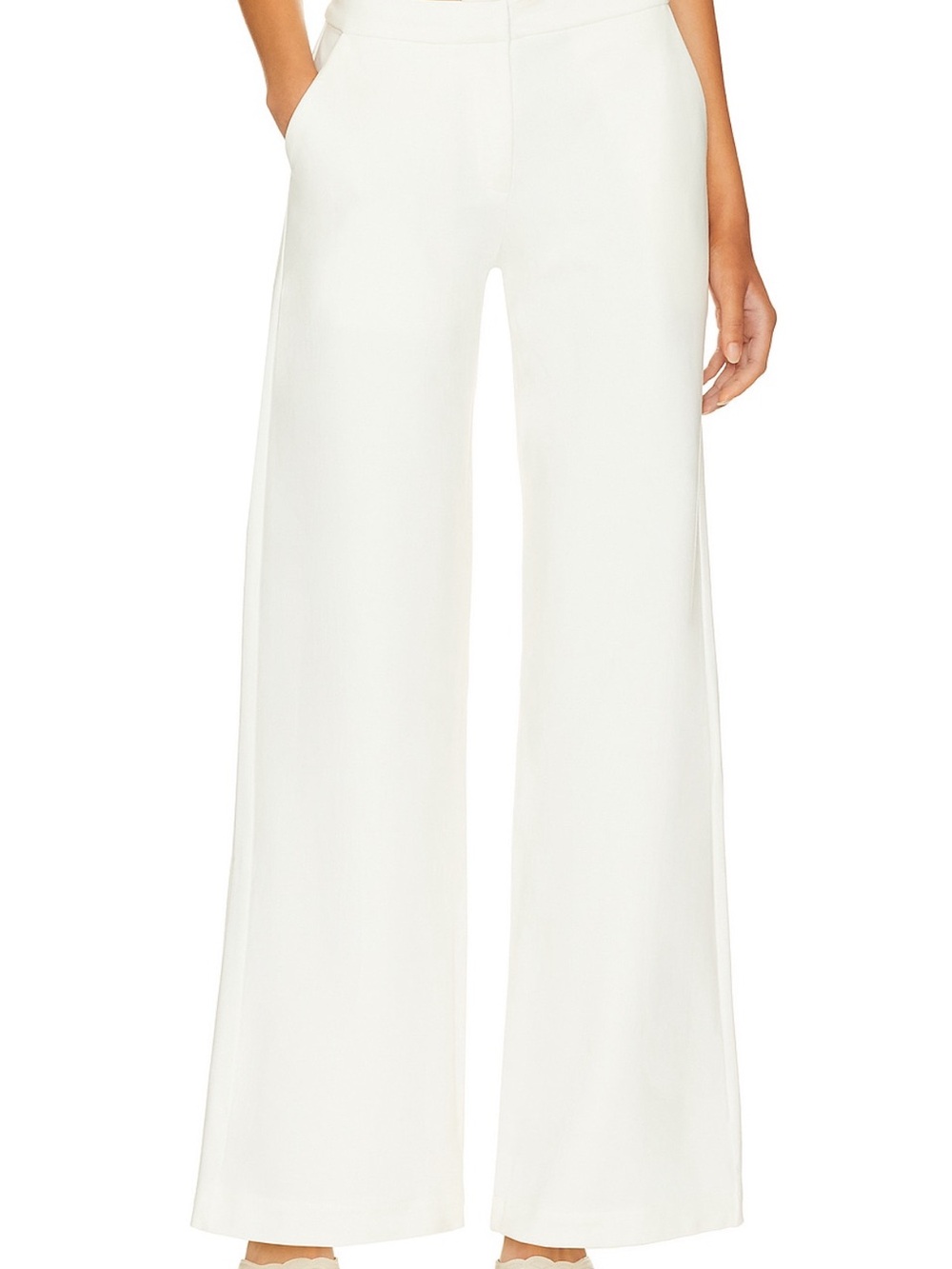 High-Rise Wide-Leg White Palazzo Pants